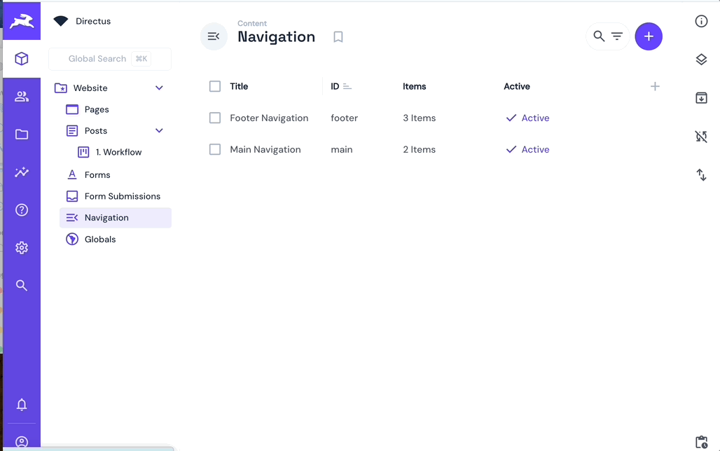 image showing the navigation colection